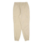 Beige Womens Relaxed Cotton Blend Cargo Trousers W28 L28 Elasticated Waist