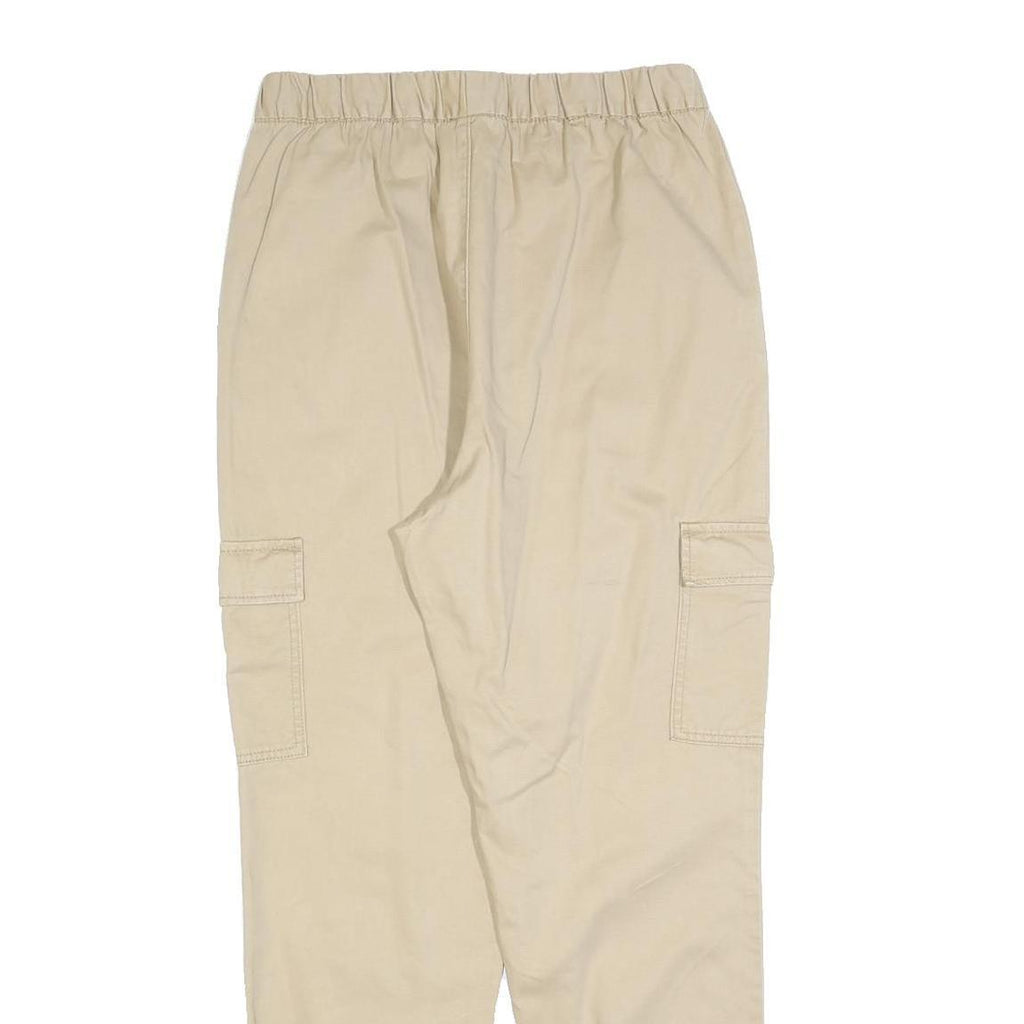 Beige Womens Relaxed Cotton Blend Cargo Trousers W28 L28 Elasticated Waist