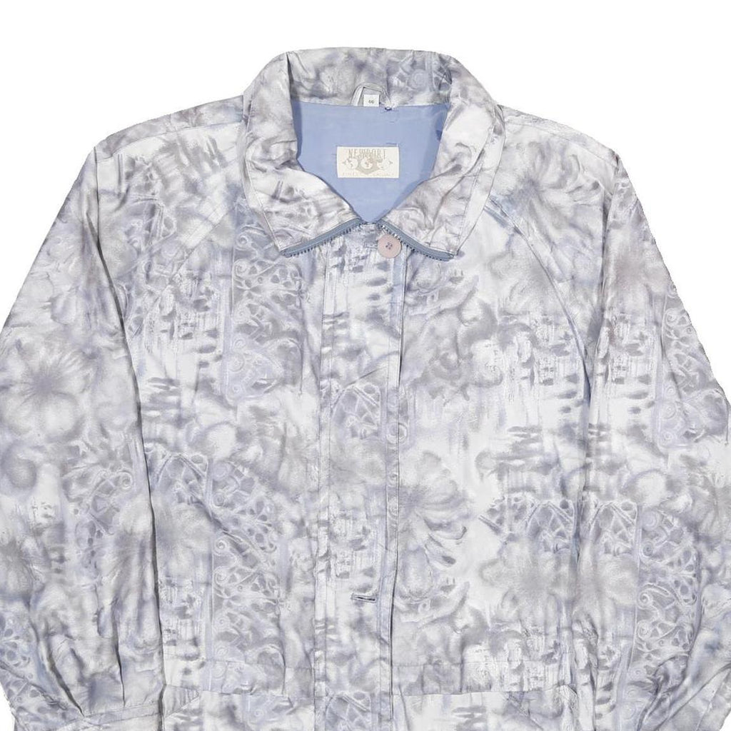 NEWPORT Womens Grey & White Printed Zip Jacket UK 18 Polyester Blend Floral