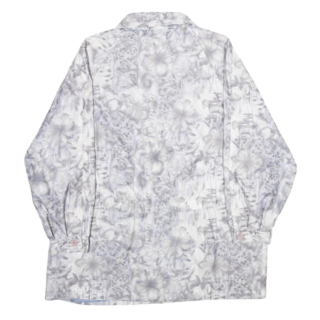 NEWPORT Womens Grey & White Printed Zip Jacket UK 18 Polyester Blend Floral