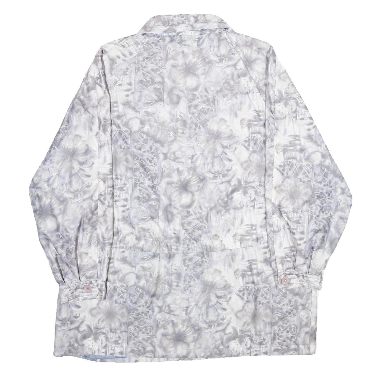 NEWPORT Womens Grey & White Printed Zip Jacket UK 18 Polyester Blend Floral