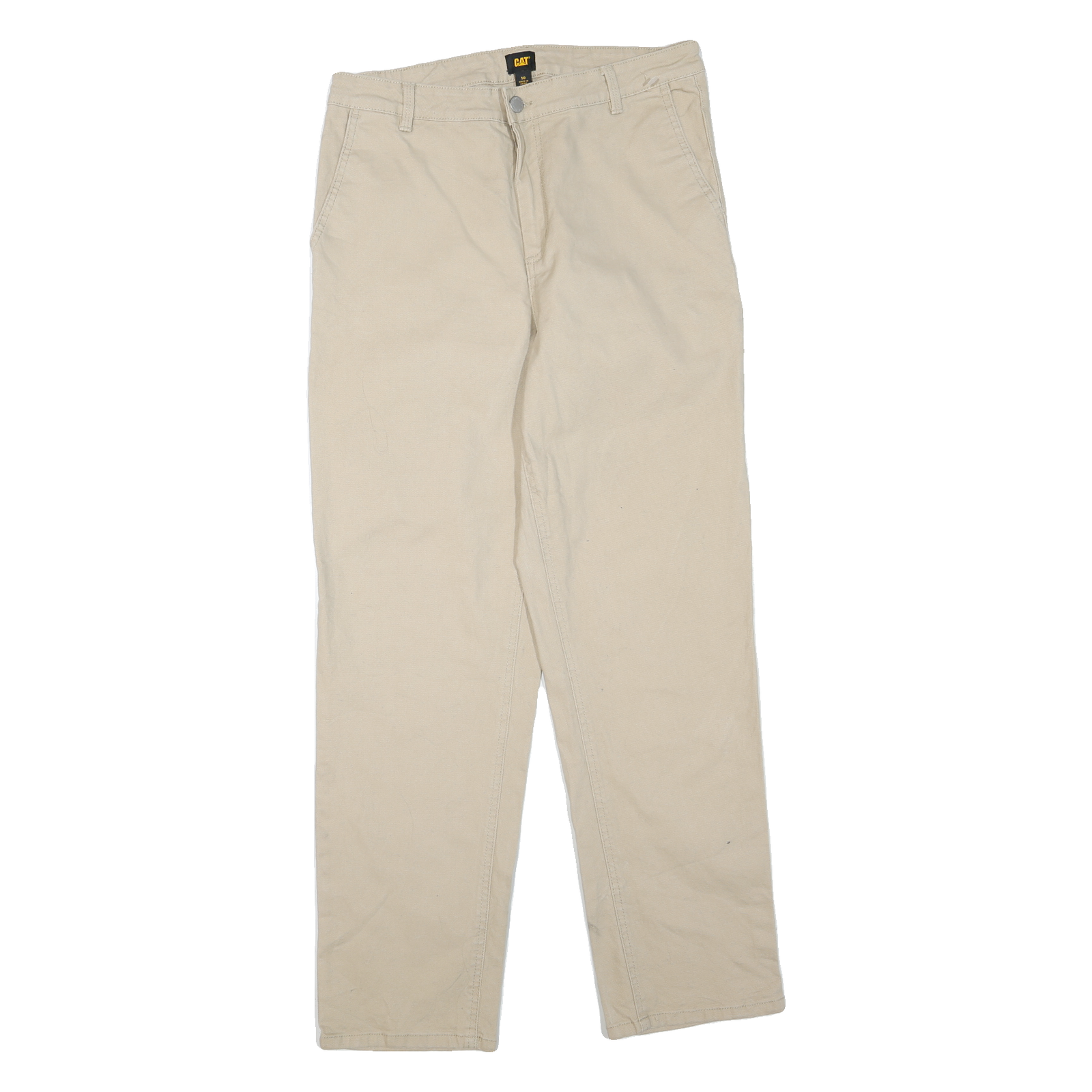 CAT Womens Regular Beige Cotton Blend Trousers W32 L30 Workwear Utility Zip