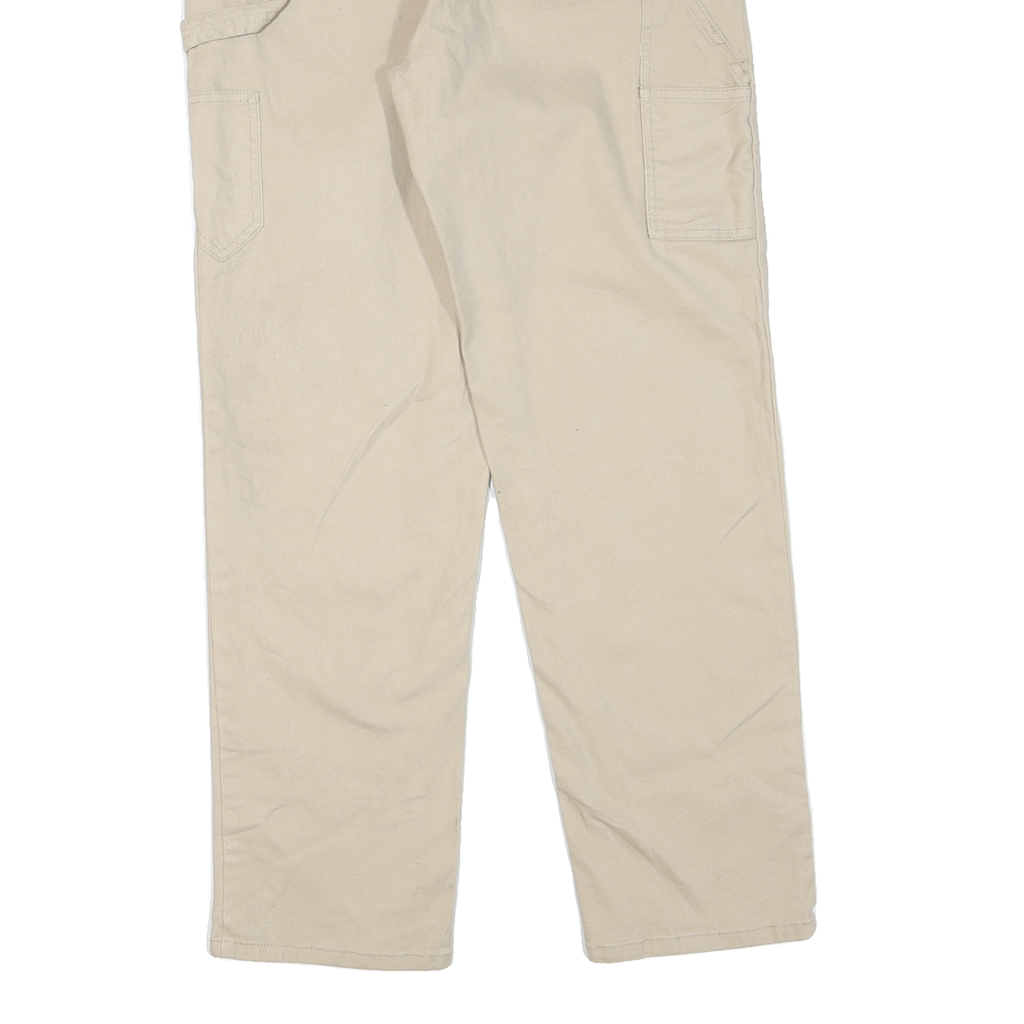 CAT Womens Regular Beige Cotton Blend Trousers W32 L30 Workwear Utility Zip