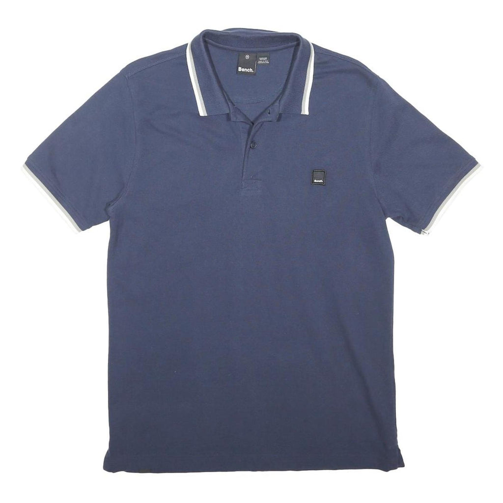 BENCH Mens Blue Polo Shirt M Cotton Blend Short Sleeve Basic Casual