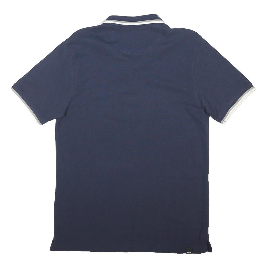 BENCH Mens Blue Polo Shirt M Cotton Blend Short Sleeve Basic Casual