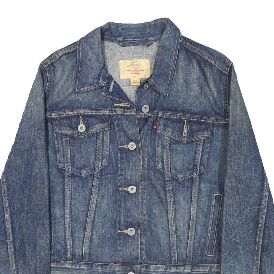 LEVI'S Womens Blue Denim Jacket M Cotton Blend Classic Button Closure