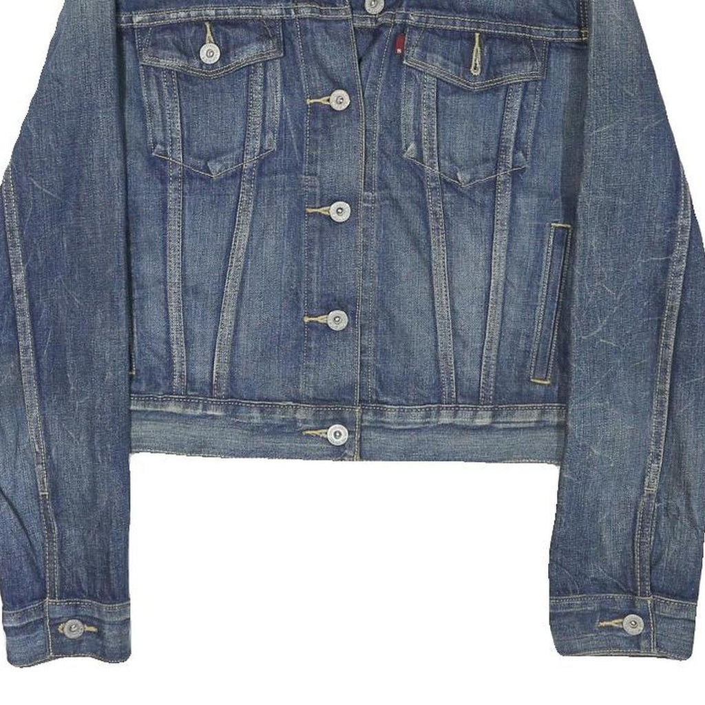 LEVI'S Womens Blue Denim Jacket M Cotton Blend Classic Button Closure