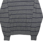 TOMMY HILFIGER Mens Grey & Navy Striped Pattern Cotton Blend Jumper V-Neck Basic