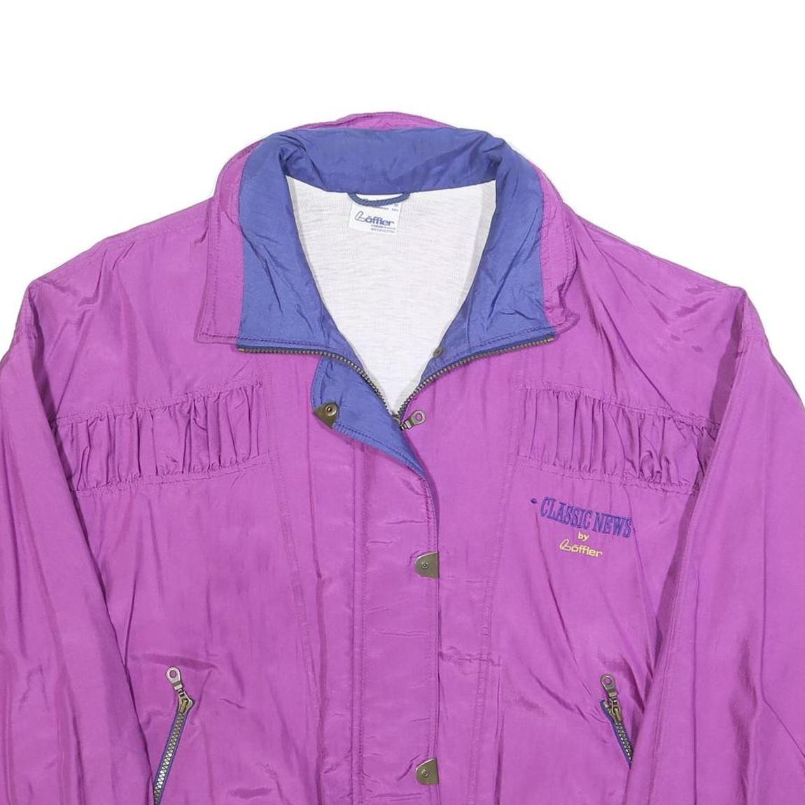LOFFLER Womens Purple & Blue Classic News Zip Jacket XL Polyester Casual Outdoor