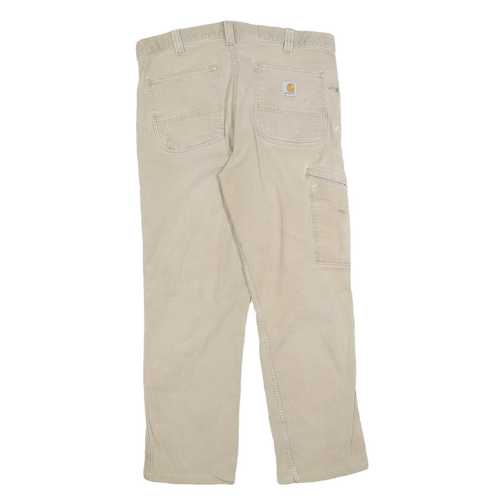 CARHARTT Mens Cotton Blend Beige Relaxed W34 L27 Workwear Utility Trousers