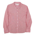 TOMMY HILFIGER Womens Red Striped Shirt L Button Front Classic Collar Cotton
