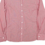 TOMMY HILFIGER Womens Red Striped Shirt L Button Front Classic Collar Cotton