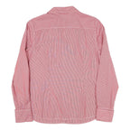 TOMMY HILFIGER Womens Red Striped Shirt L Button Front Classic Collar Cotton