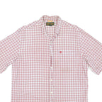 TIMBERLAND Mens Red & White Checked Shirt M Short Sleeve Cotton Blend Casual