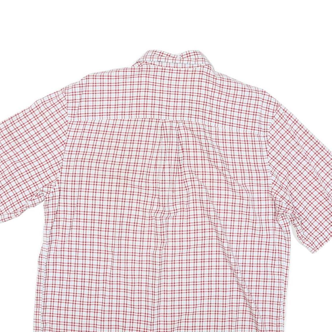 TIMBERLAND Mens Red & White Checked Shirt M Short Sleeve Cotton Blend Casual