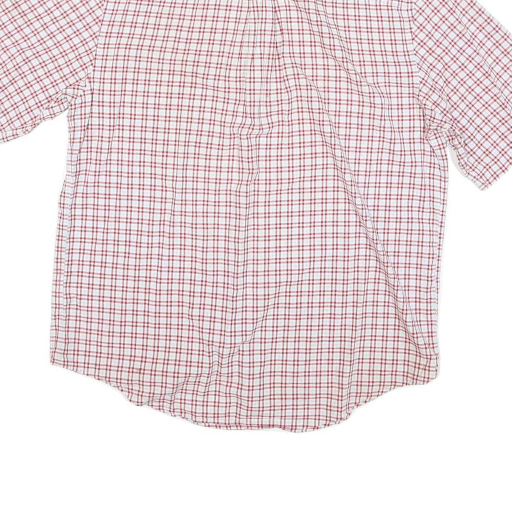 TIMBERLAND Mens Red & White Checked Shirt M Short Sleeve Cotton Blend Casual