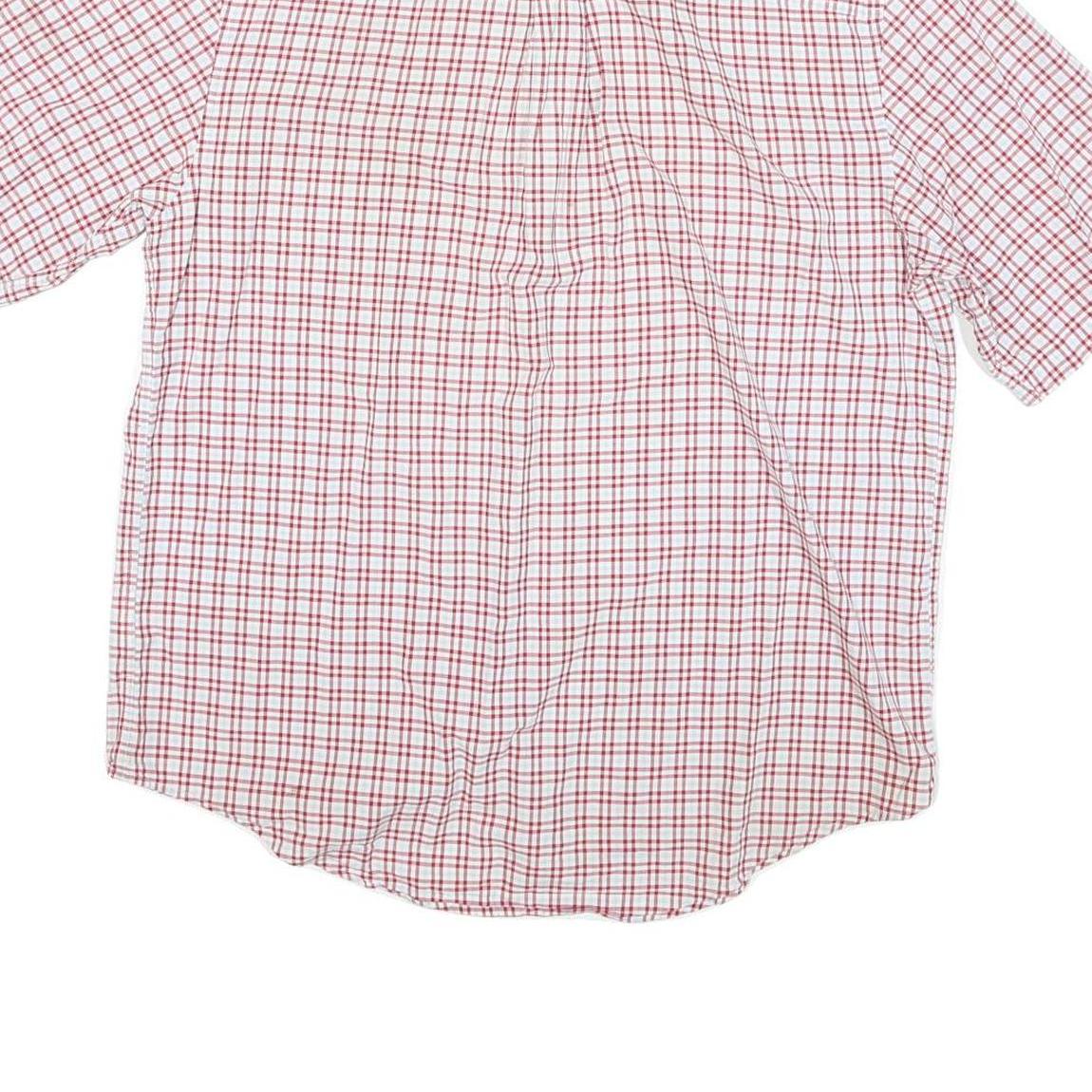 TIMBERLAND Mens Red & White Checked Shirt M Short Sleeve Cotton Blend Casual