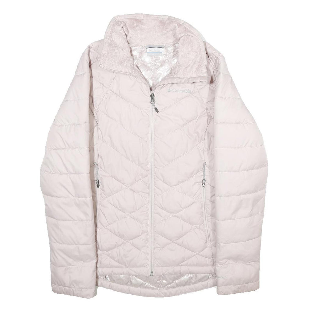 COLUMBIA Womens Light Pink Quilted Zip Jacket S Woven Classic Outdoor Wear