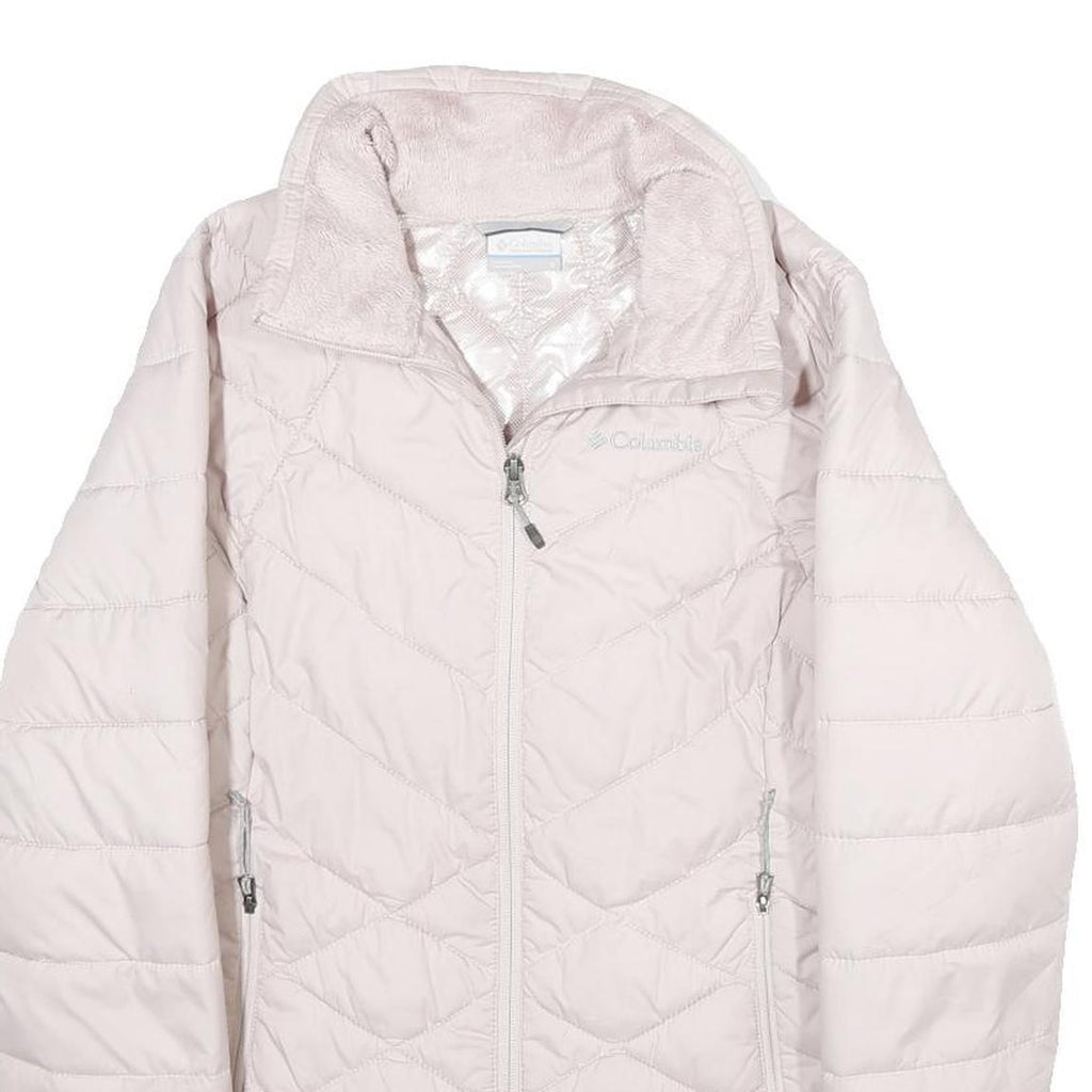 COLUMBIA Womens Light Pink Quilted Zip Jacket S Woven Classic Outdoor Wear