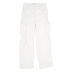 BERSHKA Womens White Regular Cargo Trousers W26 L32 Cotton Zip Pockets