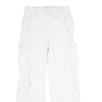 BERSHKA Womens White Regular Cargo Trousers W26 L32 Cotton Zip Pockets
