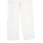 BERSHKA Womens White Regular Cargo Trousers W26 L32 Cotton Zip Pockets