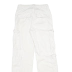 BERSHKA Womens White Regular Cargo Trousers W26 L32 Cotton Zip Pockets