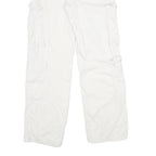 BERSHKA Womens White Regular Cargo Trousers W26 L32 Cotton Zip Pockets