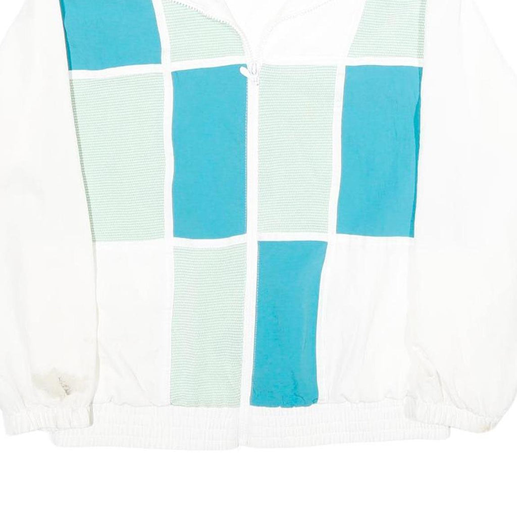 TEDDI Womens White & Blue Zip Jacket S Polyester Blend Colourblock Casual Retro