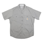 CARHARTT Mens Grey & Light Grey Work Shirt L Durable Cotton Blend Comfortable