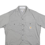 CARHARTT Mens Grey & Light Grey Work Shirt L Durable Cotton Blend Comfortable