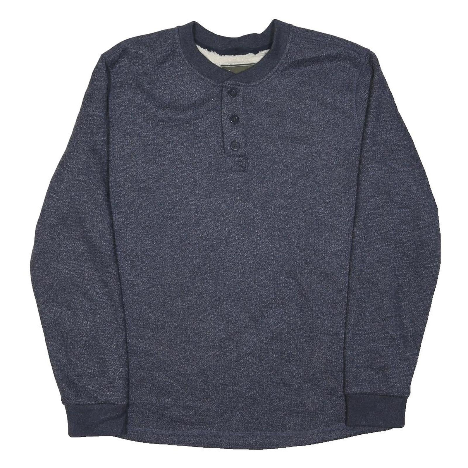 THE BC CLOTHING Fleece Lined Mens Blue Plain Pullover Round Neck Basic Knit M