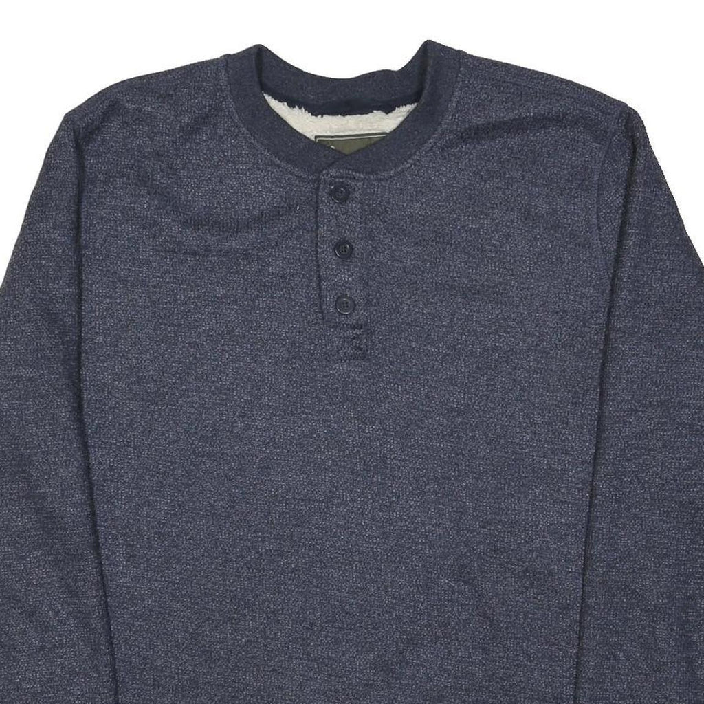 THE BC CLOTHING Fleece Lined Mens Blue Plain Pullover Round Neck Basic Knit M