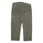 DICKIES Mens Cotton Blend Green Regular Straight Trousers W40 L30 Workwear Zip