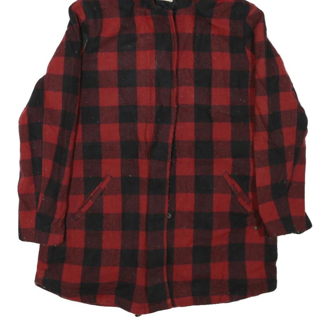 LEVI'S Mens Red & Black Check Jacket M Cotton Blend Zip Hooded Casual