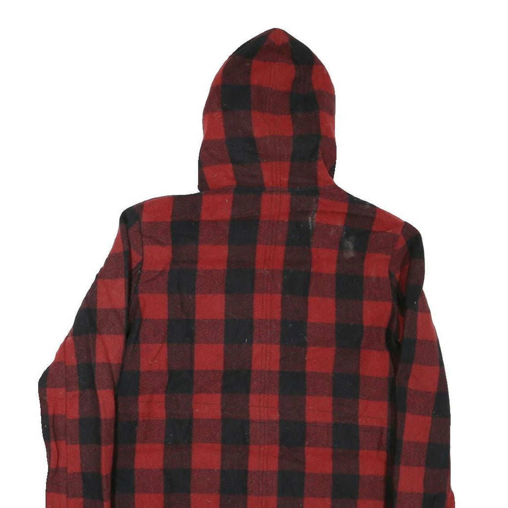 LEVI'S Mens Red & Black Check Jacket M Cotton Blend Zip Hooded Casual