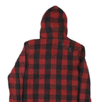 LEVI'S Mens Red & Black Check Jacket M Cotton Blend Zip Hooded Casual