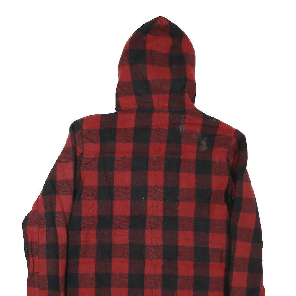 LEVI'S Mens Red & Black Check Jacket M Cotton Blend Zip Hooded Casual