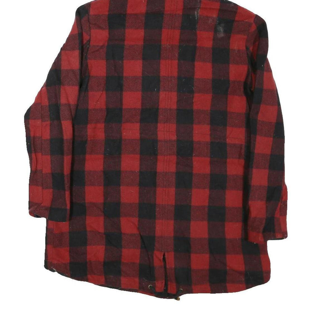 LEVI'S Mens Red & Black Check Jacket M Cotton Blend Zip Hooded Casual