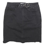 DYNAMITE Womens Black Cotton Blend Straight Mini Denim Skirt S Casual Style
