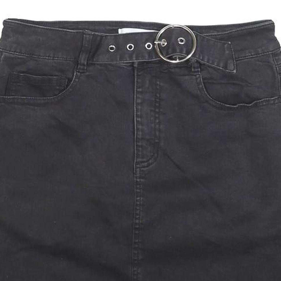 DYNAMITE Womens Black Cotton Blend Straight Mini Denim Skirt S Casual Style
