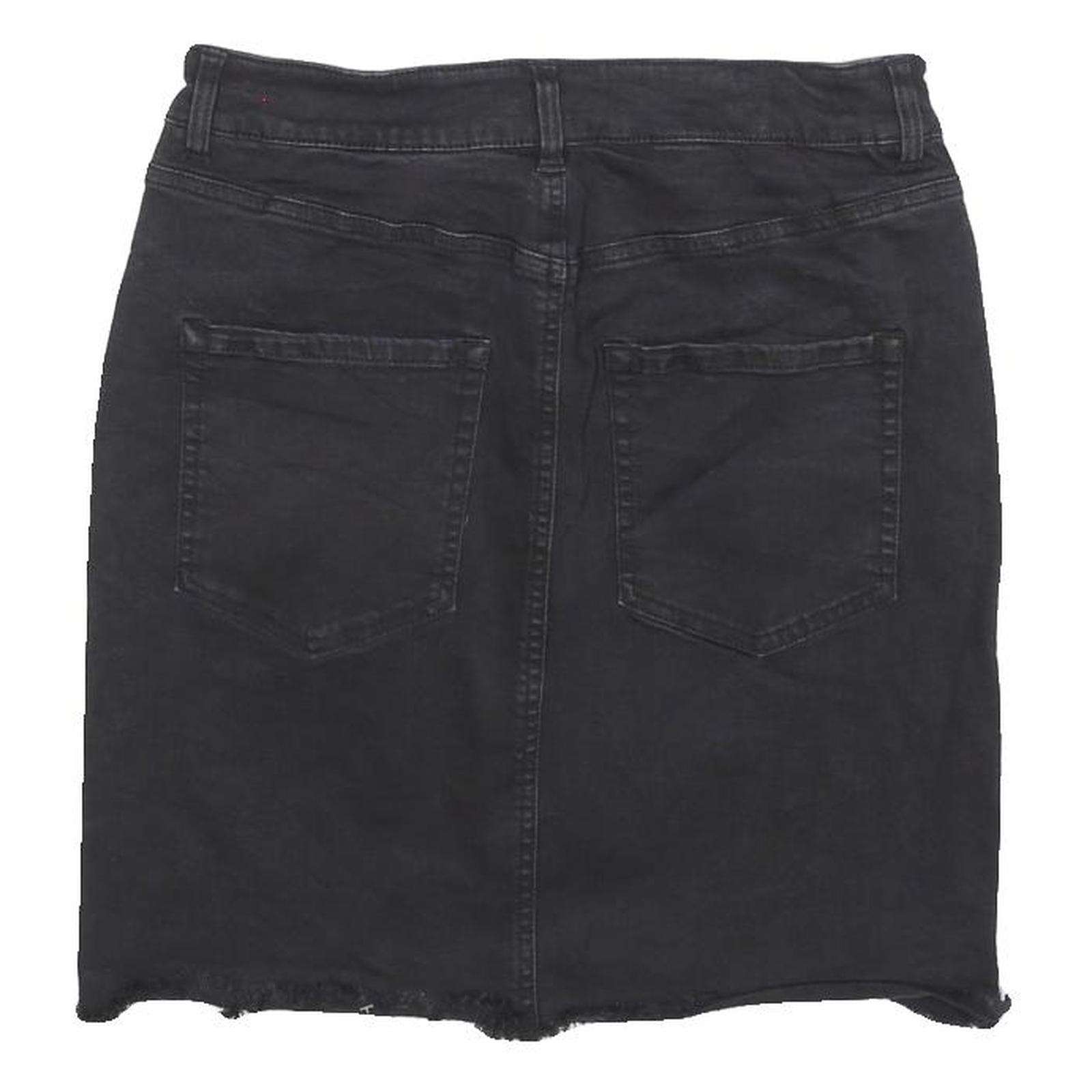 DYNAMITE Womens Black Cotton Blend Straight Mini Denim Skirt S Casual Style