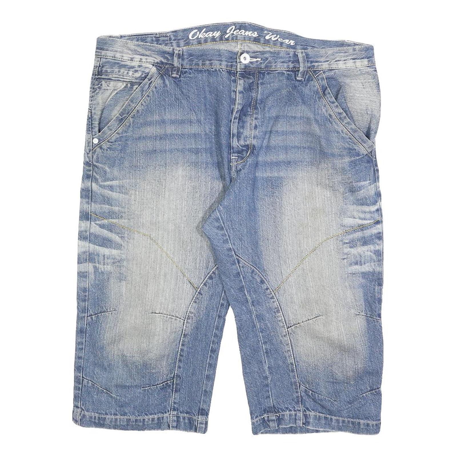 OKAY JEANS Mens Denim Blue Casual Shorts 2XL W40 Cotton Blend Comfortable Fit