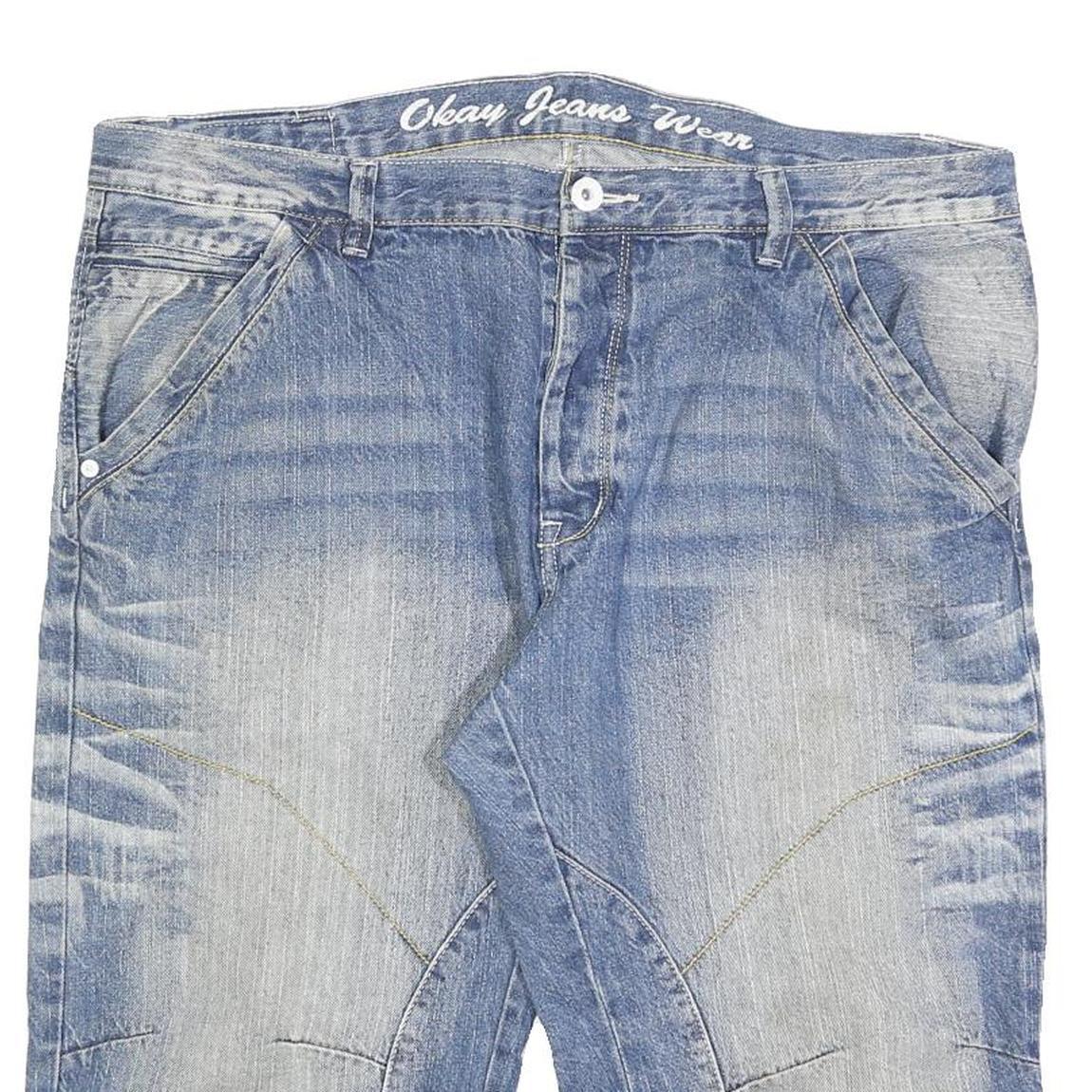 OKAY JEANS Mens Denim Blue Casual Shorts 2XL W40 Cotton Blend Comfortable Fit