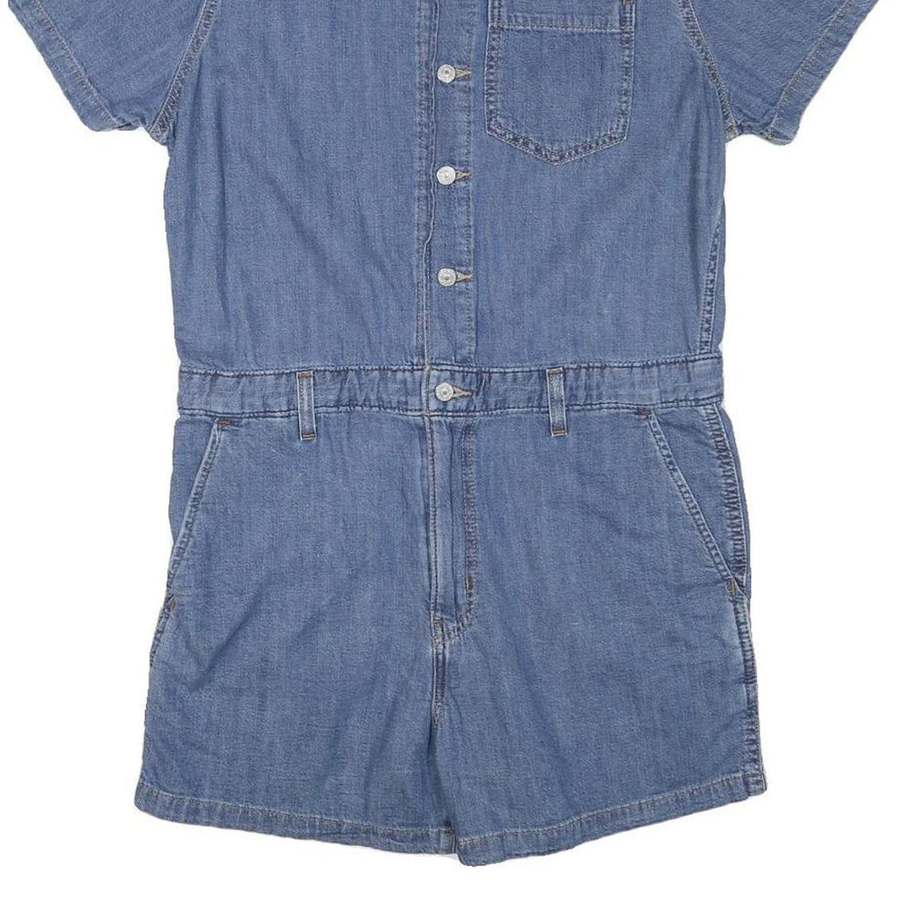 LEVI'S Womens Blue Denim Playsuit Cotton Blend M Button Front Casual Summer