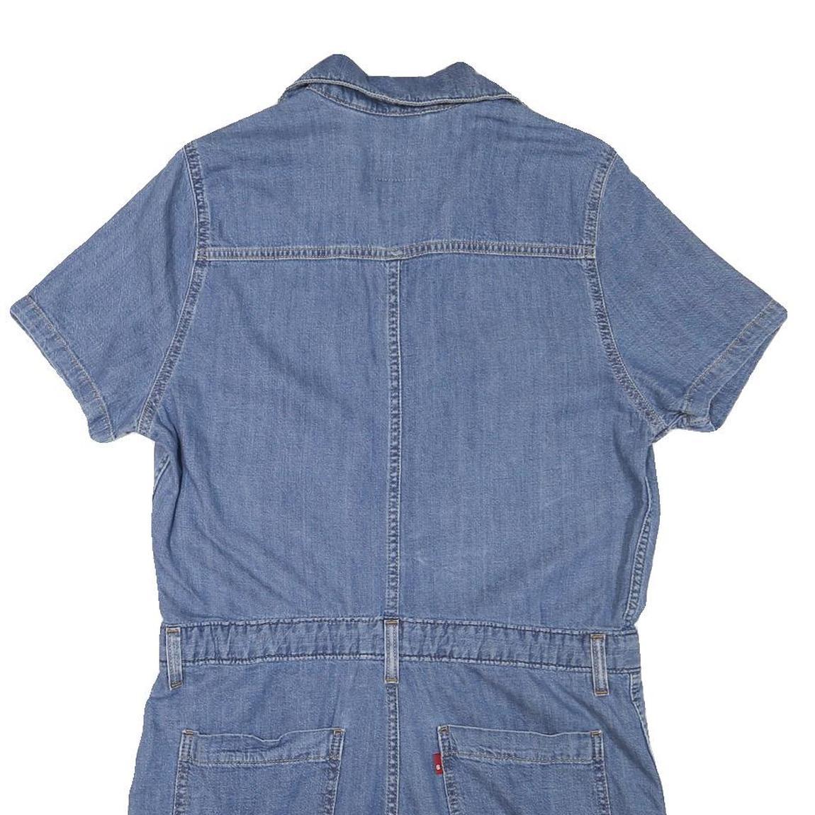LEVI'S Womens Blue Denim Playsuit Cotton Blend M Button Front Casual Summer