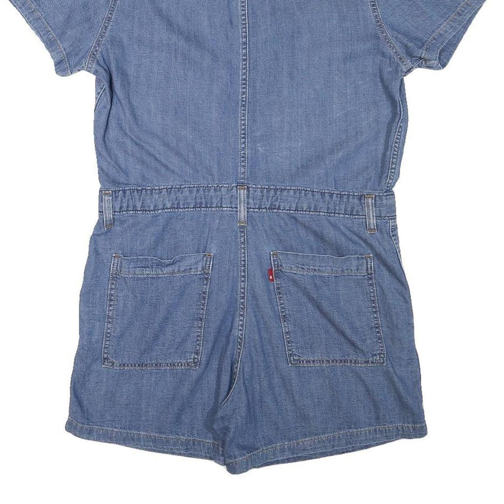 LEVI'S Womens Blue Denim Playsuit Cotton Blend M Button Front Casual Summer