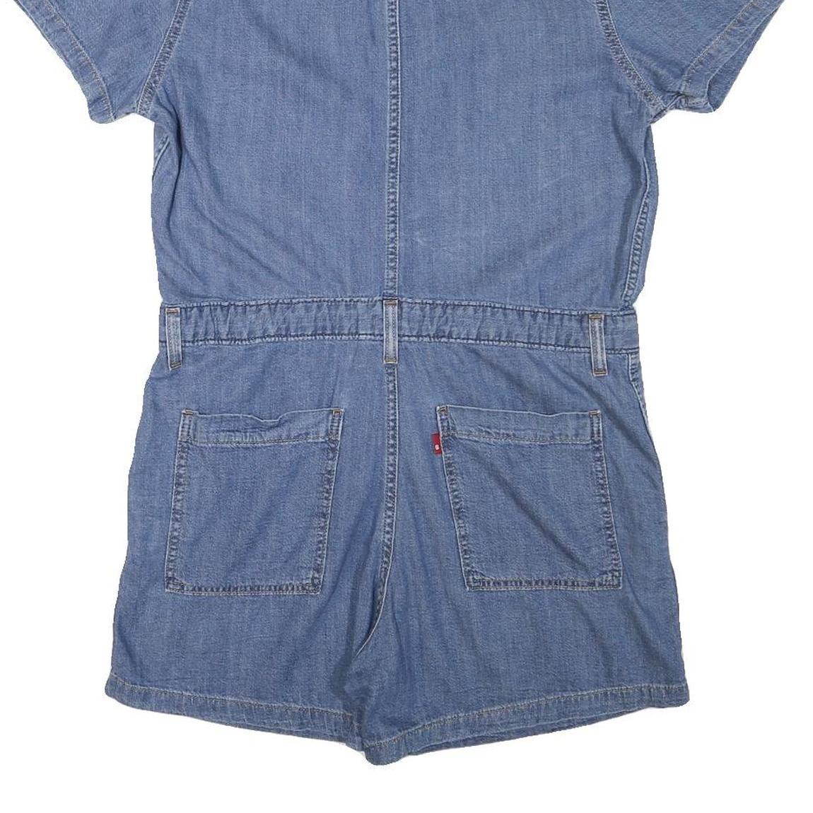 LEVI'S Womens Blue Denim Playsuit Cotton Blend M Button Front Casual Summer