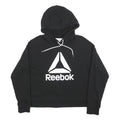 REEBOK Womens Black Hoodie M Cotton Blend Pullover Casual Sports Sweatshirt