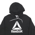 REEBOK Womens Black Hoodie M Cotton Blend Pullover Casual Sports Sweatshirt
